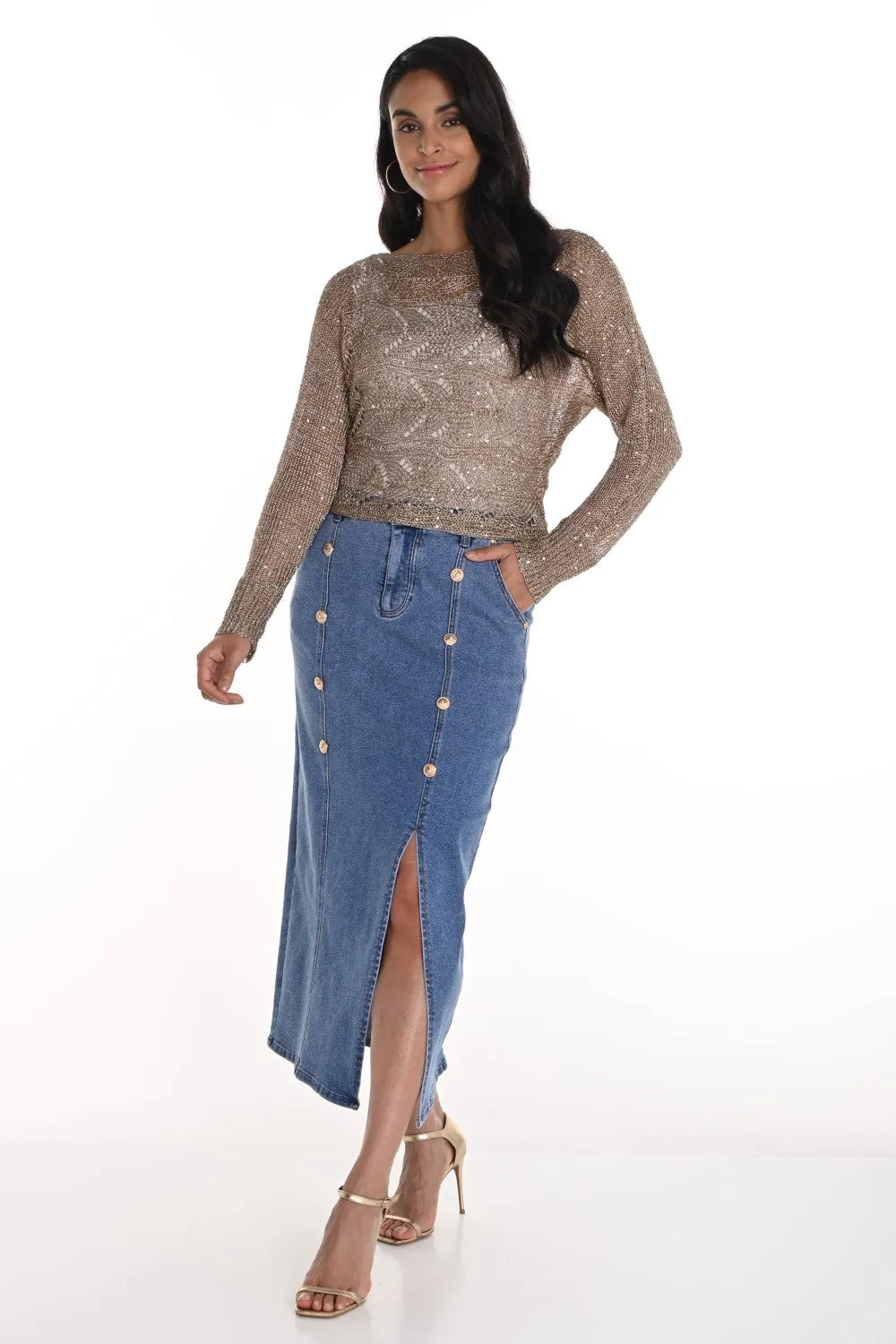 Frank Lyman Denim Skirt 256738U Blue