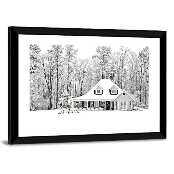 Frosty Home In Winter Canvas Wall Art