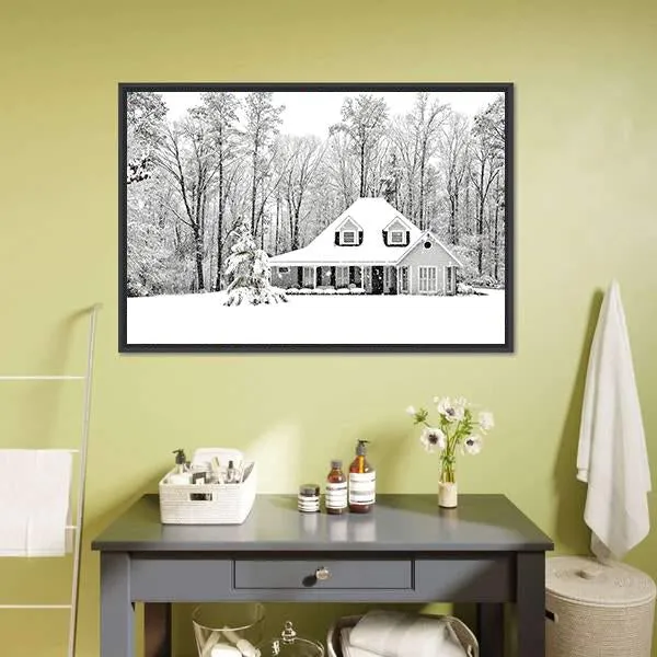 Frosty Home In Winter Canvas Wall Art