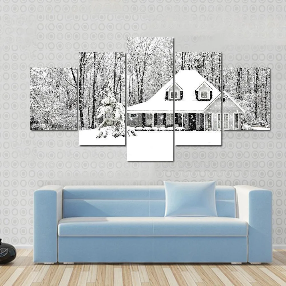 Frosty Home In Winter Canvas Wall Art