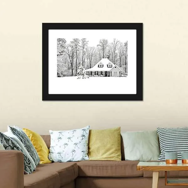 Frosty Home In Winter Canvas Wall Art