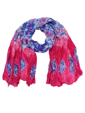 Fuchsia Bohemian Tie-Dye Print Scarf