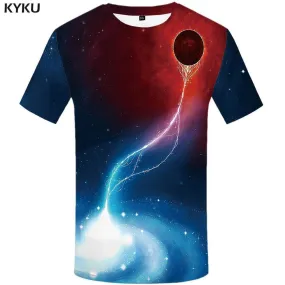 Galaxy Space T-shirts Men Swirl Tshirts Print Lightning T shirts Funny Flame Tshirt Anime Nebula T-shirt 3d Mens Fashion