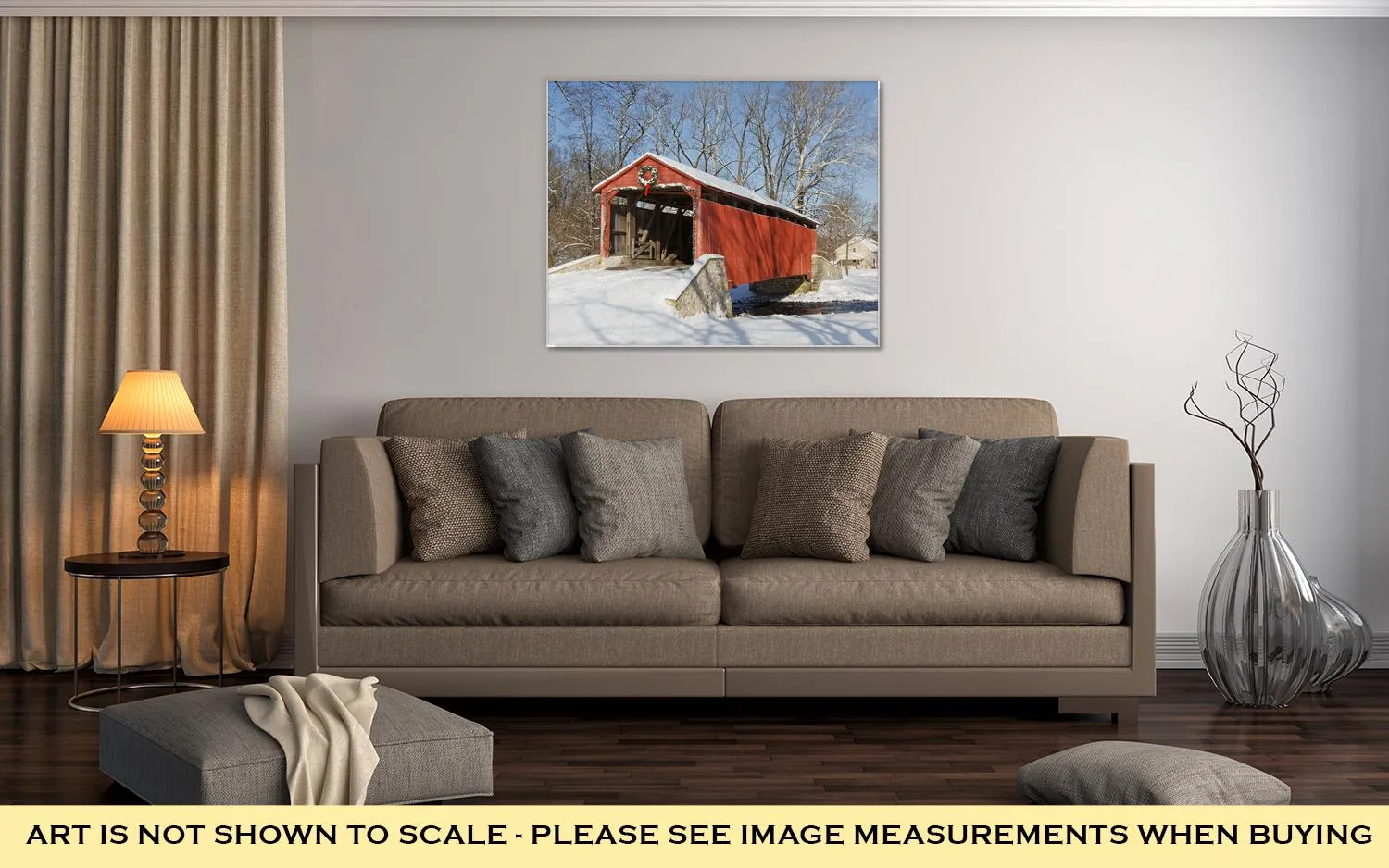 Gallery Wrapped Canvas, Covered Bridge In Winter