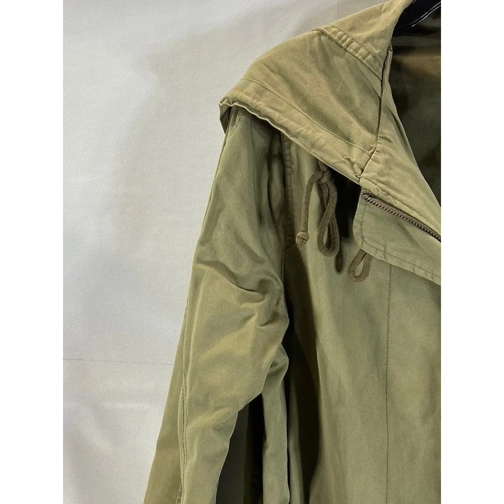 GAP Women's Dark Olive Hooded Military Utility Cotton Full-Zip Parka Jacket SZ M