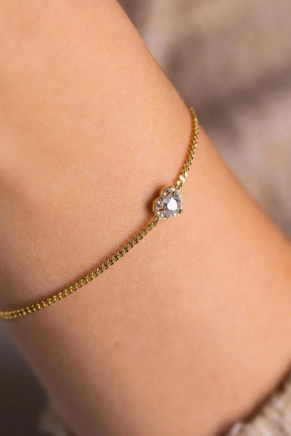 Glamorous Heart Bracelet 14K Gold Plated