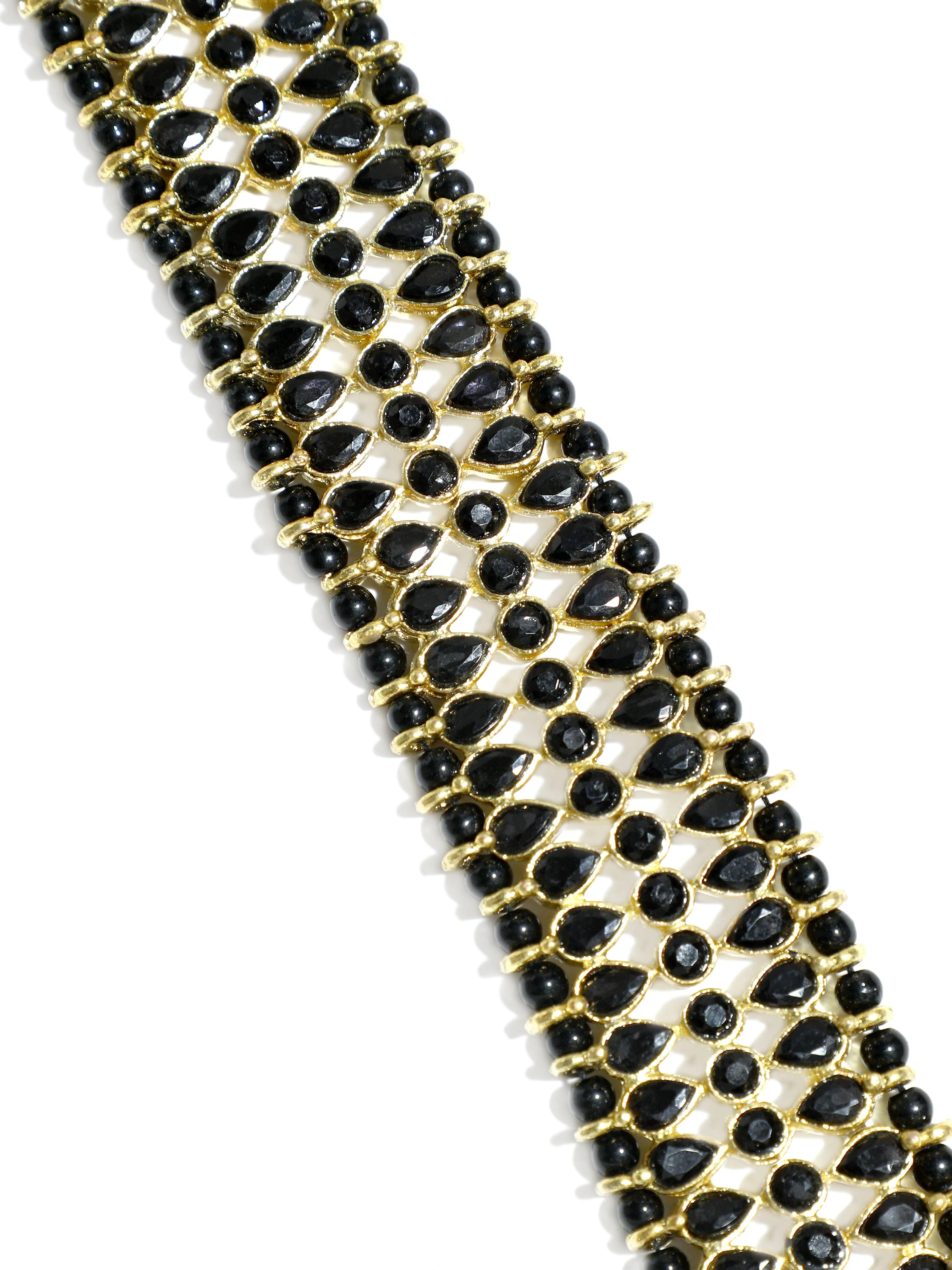 Gold Plated Black Kundan Kamarband