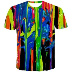 Graffiti T-shirt Men Colorful T-shirts Graphic Psychedelic Tshirt Anime Art Tshirts Casual Gothic Tshirts Cool Short Sleeve