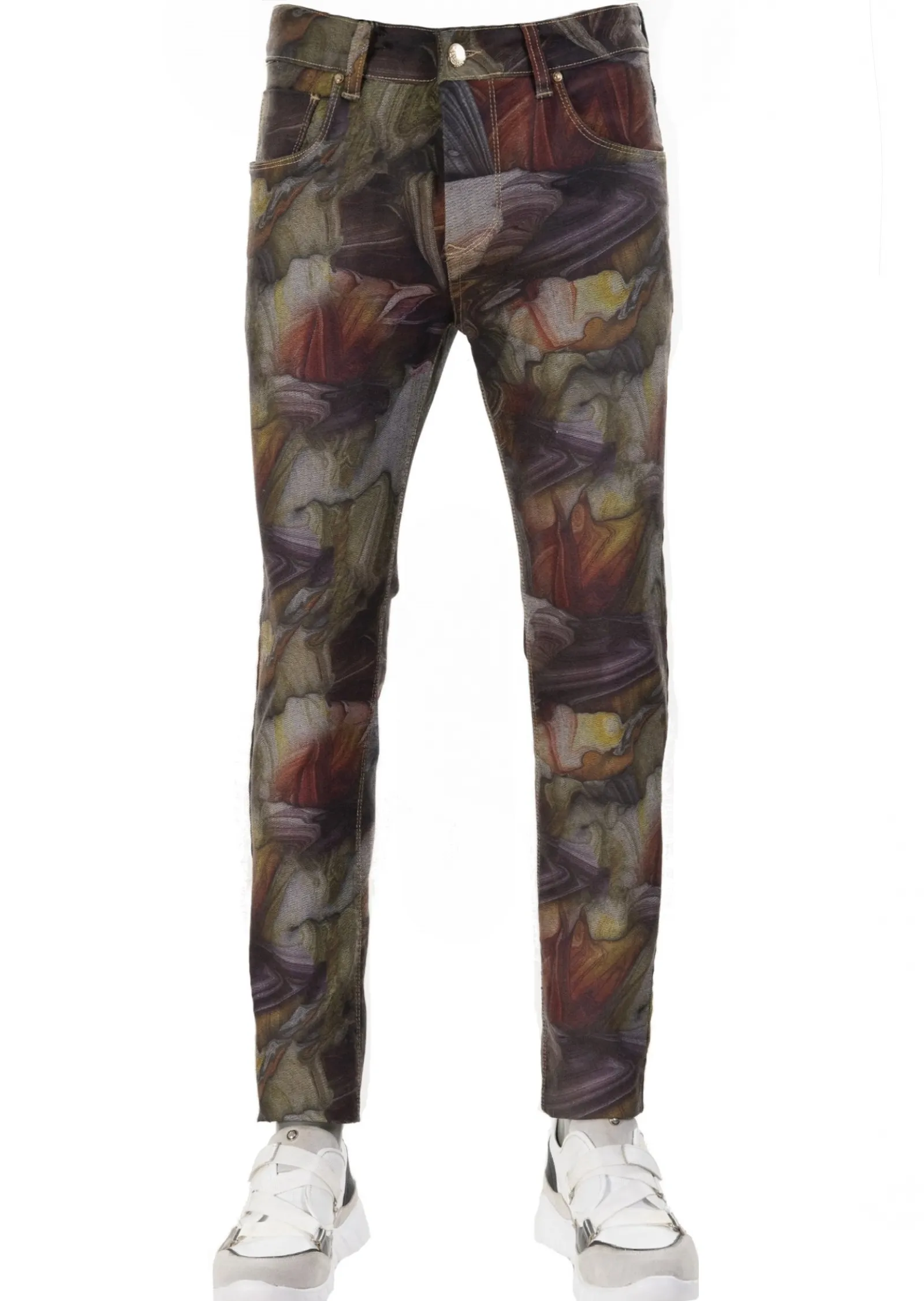 Gray Colored Abstract Printed Jeans