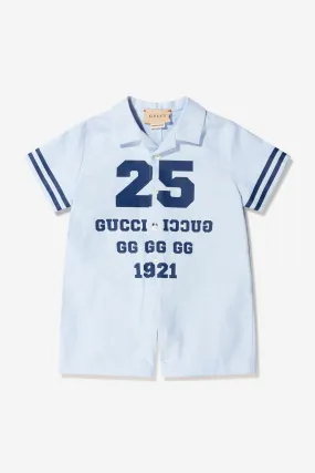 Gucci Baby Boys Cotton Oxford Romper