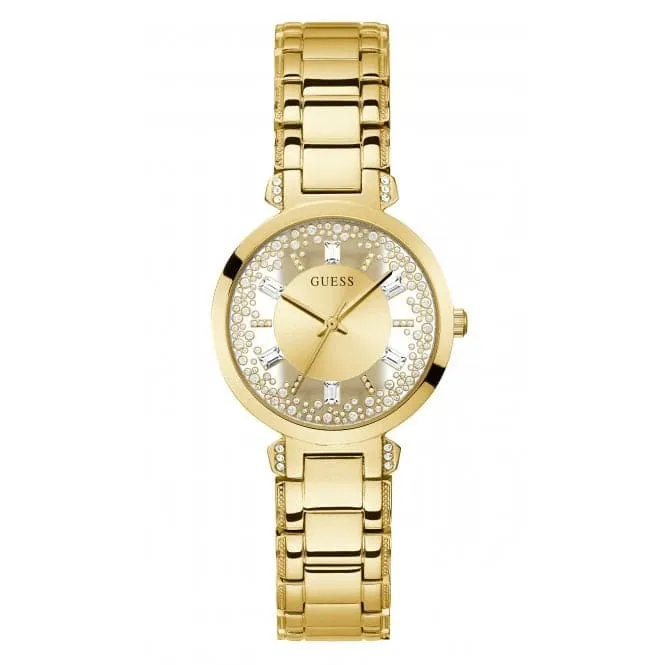 Guess Ladies Crystal Clear Stainless Steel Gold Tone Watch GW0470L2