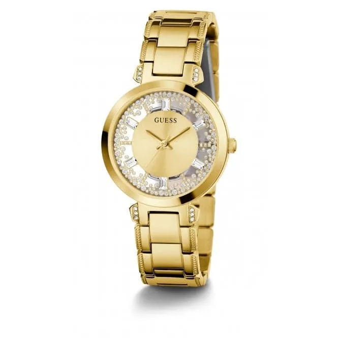 Guess Ladies Crystal Clear Stainless Steel Gold Tone Watch GW0470L2