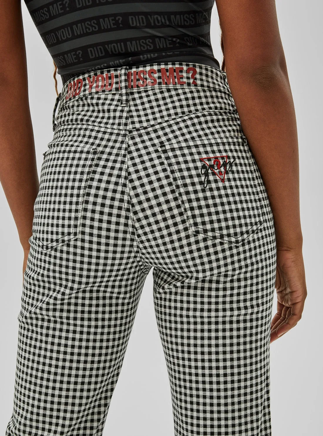 GUESS Originals x Anna Nicole Smith High-Rise Mom Gingham Denim Jeans