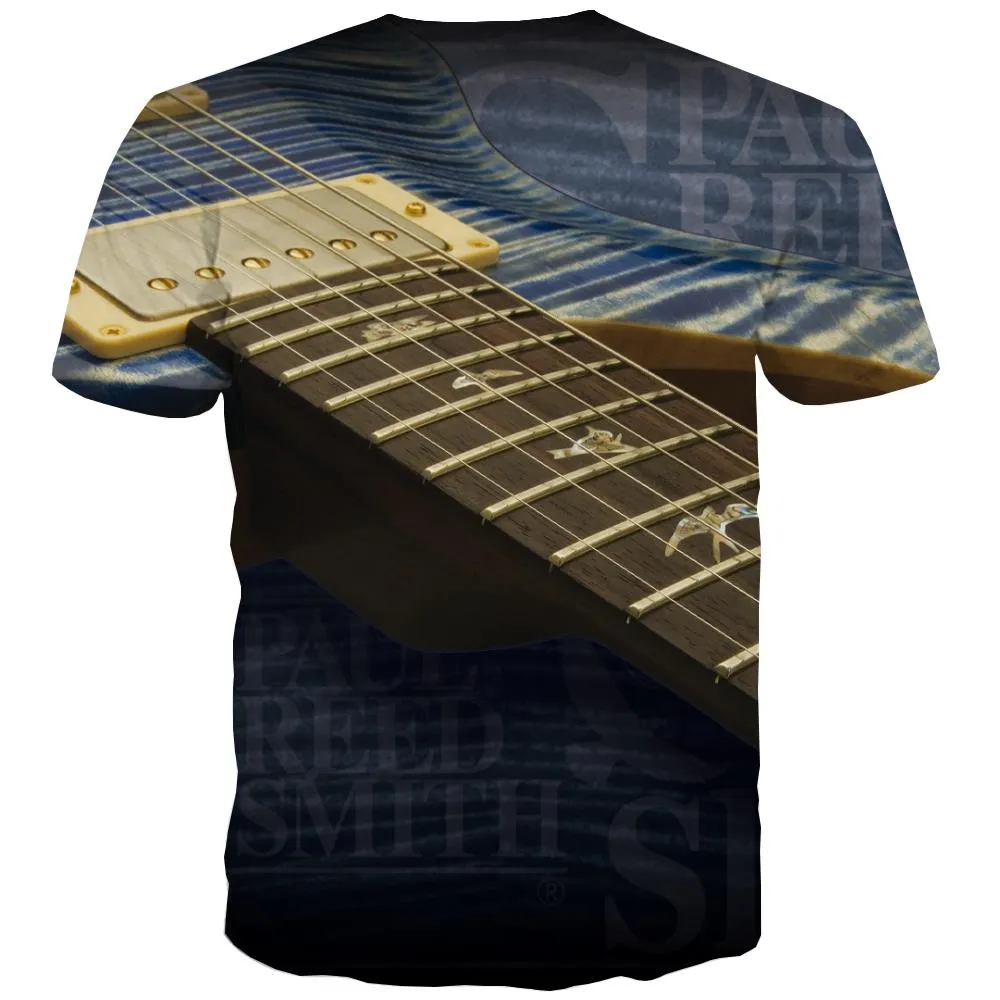 Guitar T-shirt Men Music T-shirts Graphic Wooden Tshirts Novelty Metal T-shirts 3d