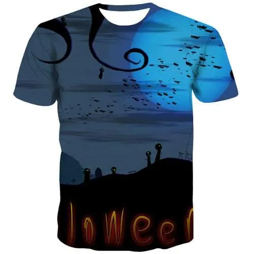 Halloween T-shirt Men Moon Tshirt Anime Bat T-shirts 3d Terror T-shirts Graphic Funny T shirts Funny Short Sleeve Hip hop