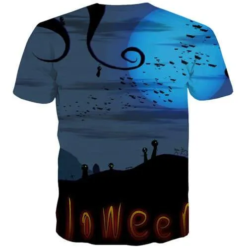 Halloween T-shirt Men Moon Tshirt Anime Bat T-shirts 3d Terror T-shirts Graphic Funny T shirts Funny Short Sleeve Hip hop