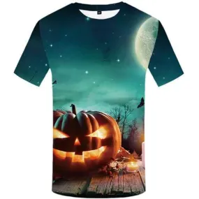 Halloween T-shirt Men Pumpkin Tshirts Cool Moon Tshirt Printed Cosplay T shirts Funny Short Sleeve Hip hop Unisex Digital Style