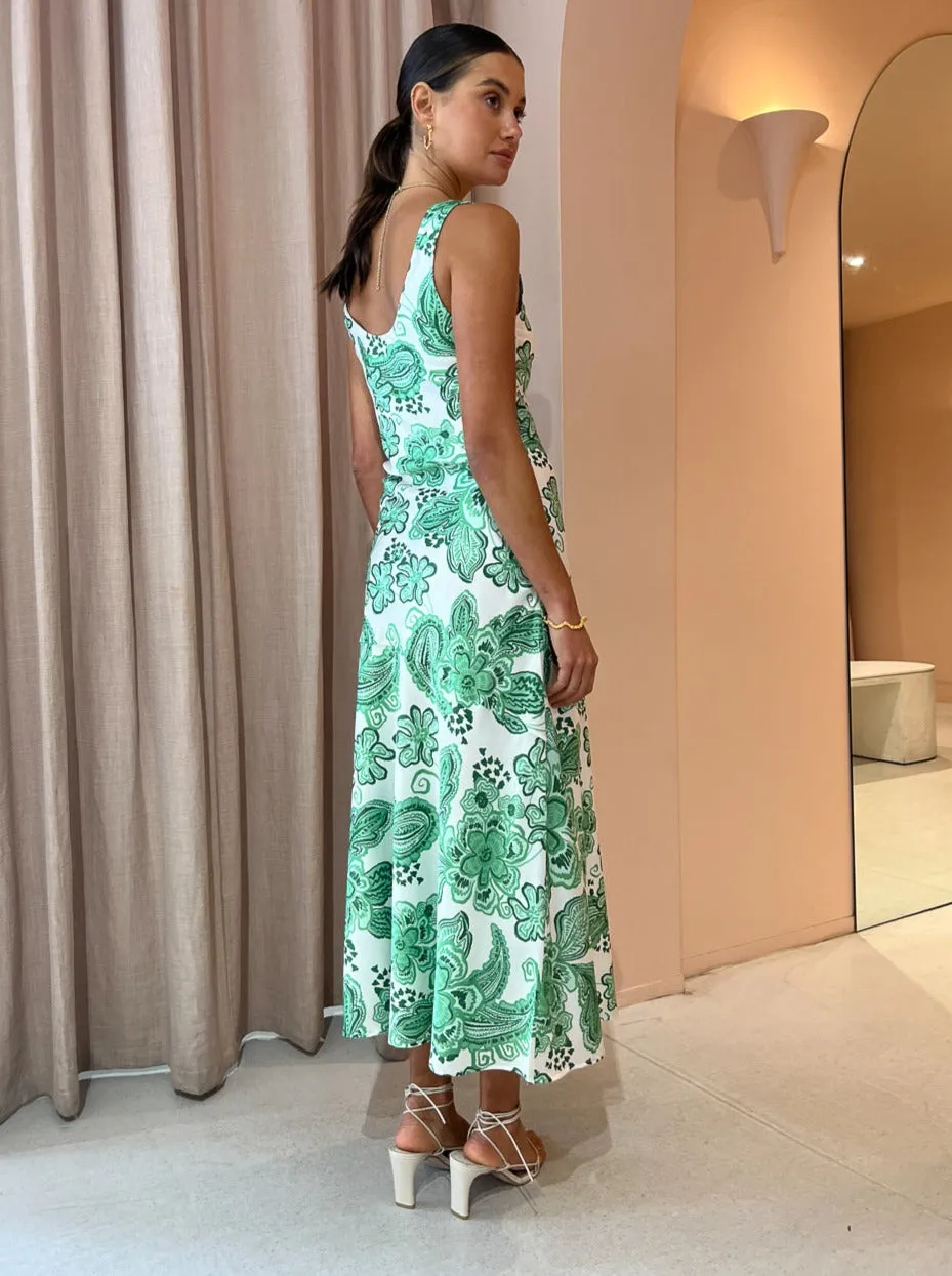 Hansen and Gretel Patricia Bias Cut Maxi Dress in Greenhouse