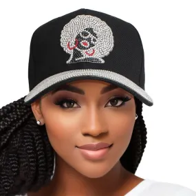 Hat Denim Afro Bling Baseball Cap for Women