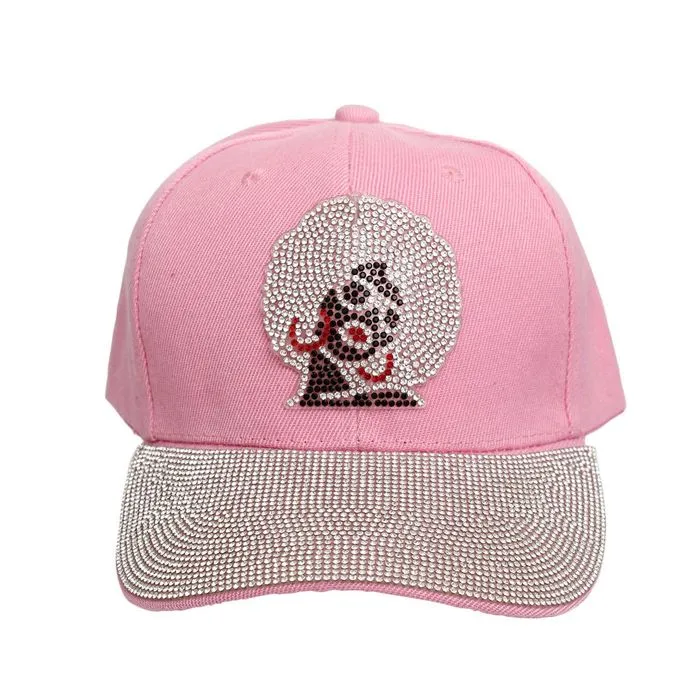 Hat Denim Afro Bling Baseball Cap for Women