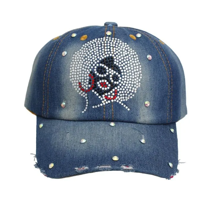 Hat Denim Afro Bling Baseball Cap for Women