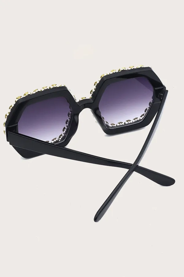 Hexagon Frame Full Zircon Glamorous Sunglasses