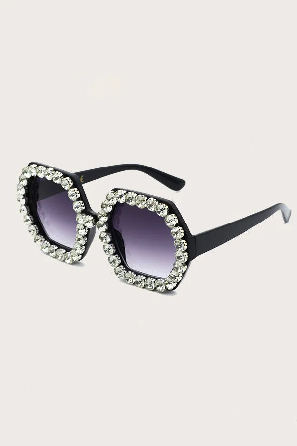 Hexagon Frame Full Zircon Glamorous Sunglasses