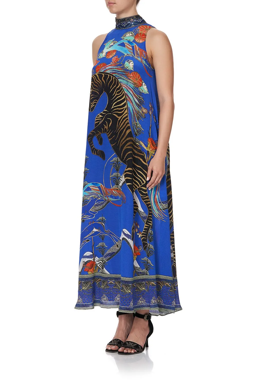 HIGH NECK DRESS WITH BACK NECK TIE TREE OF LIFE