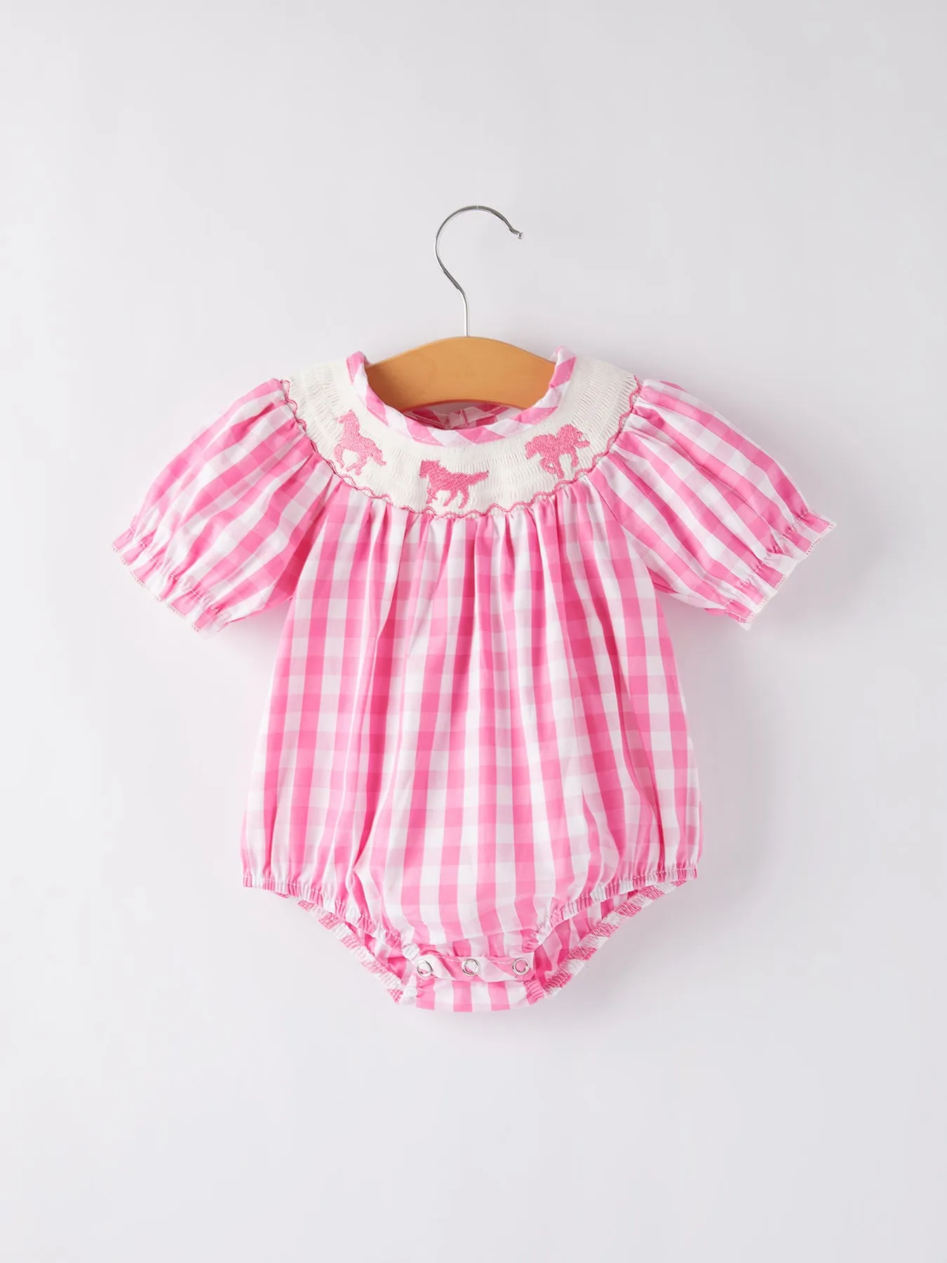 Horse Embroidery Smocking Girls Romper