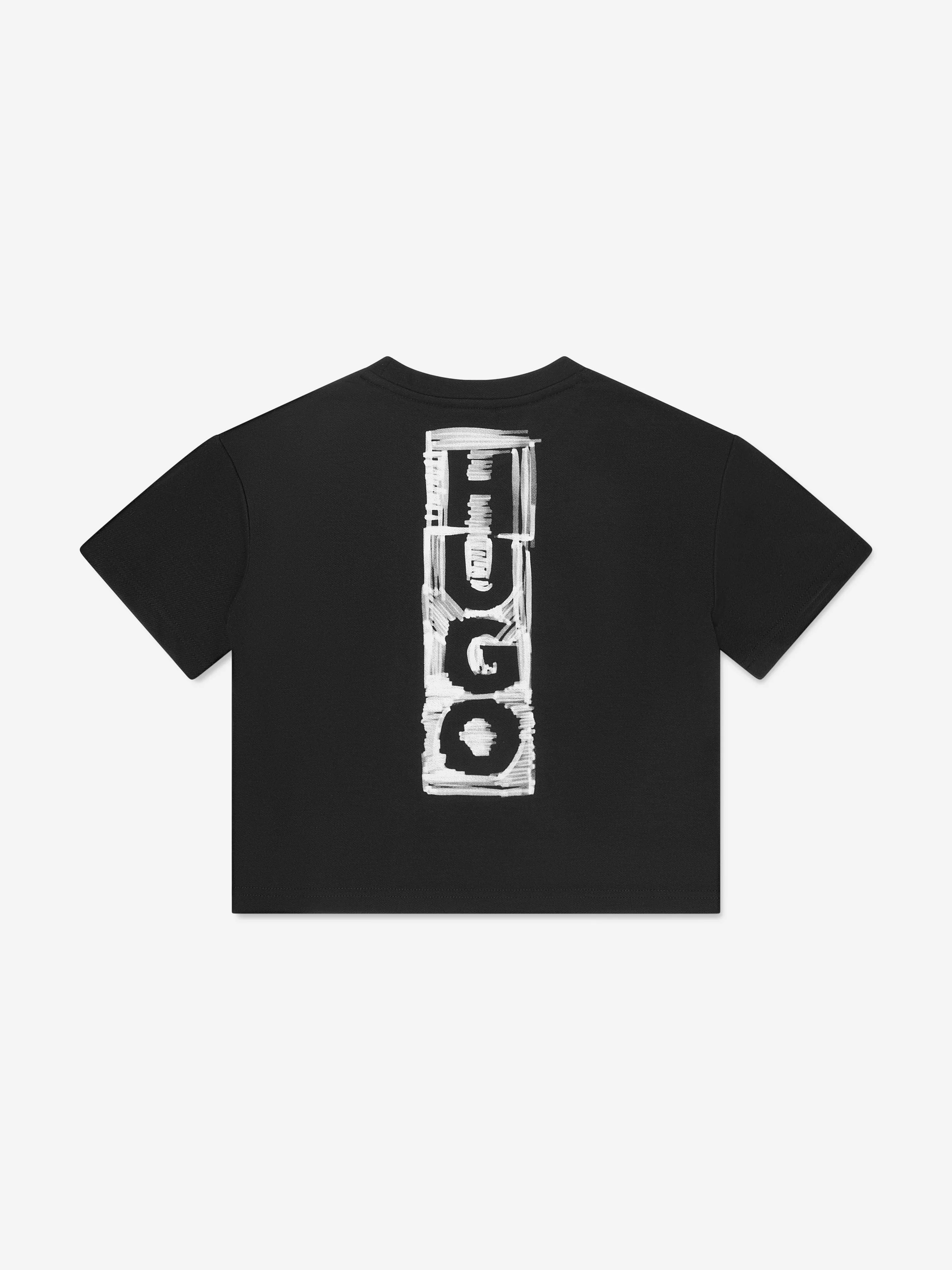 Hugo Boys Logo Print T-Shirt in Black