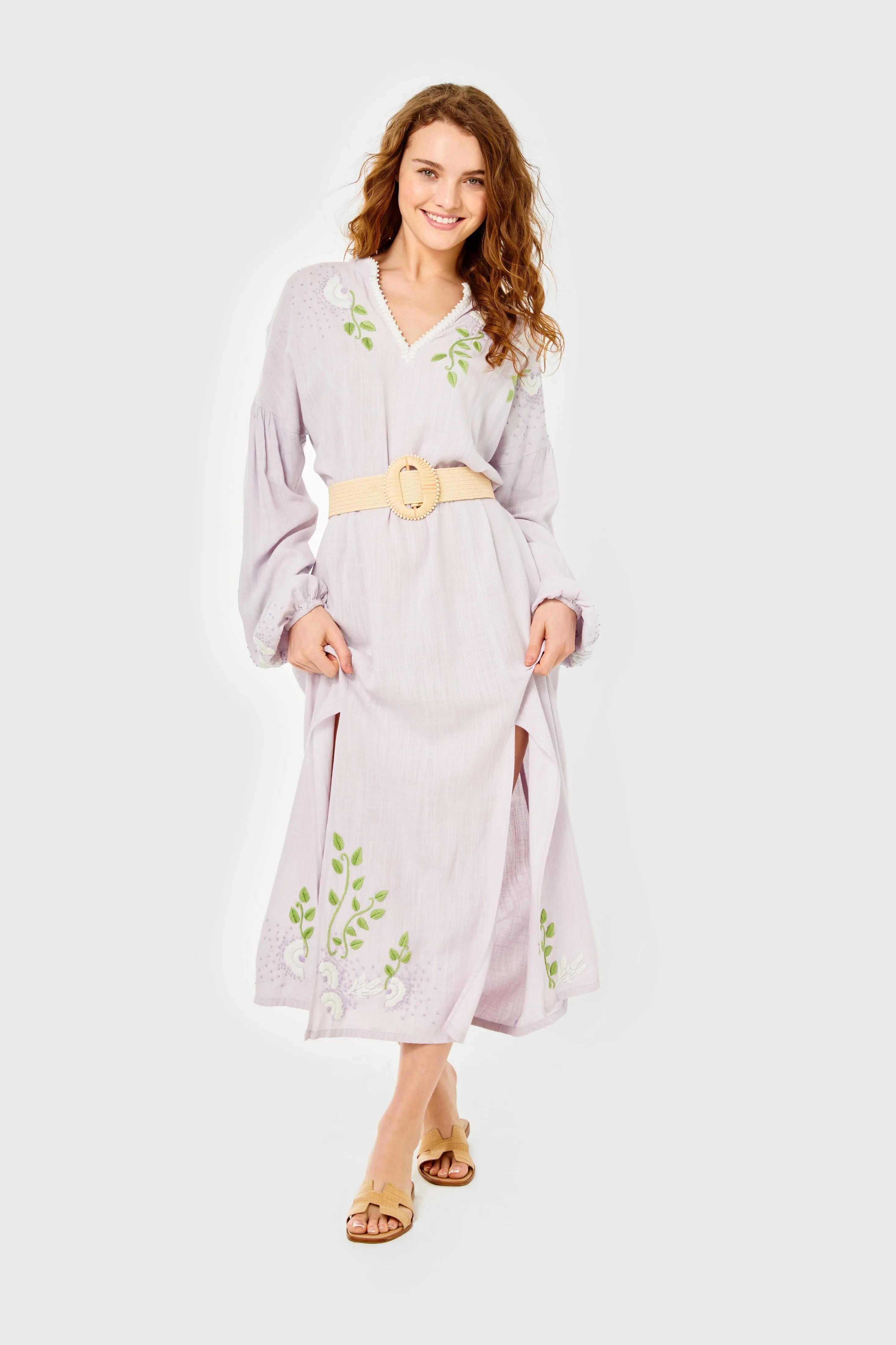 Isabelle Maxi Cover Up-Linen-Orchid Hush by Cartolina