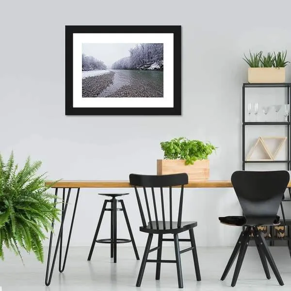 Isar River In Winter Canvas Wall Art