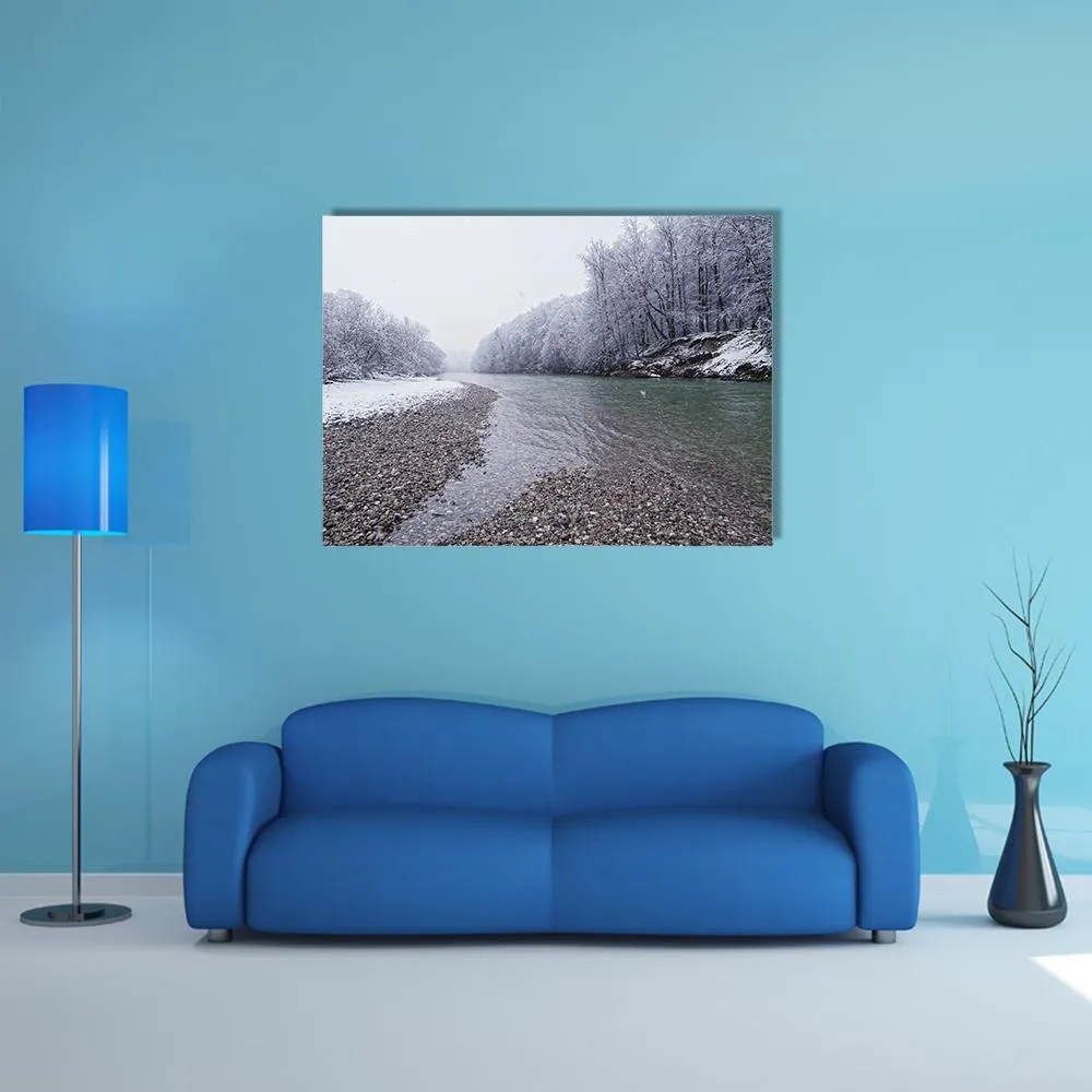 Isar River In Winter Canvas Wall Art