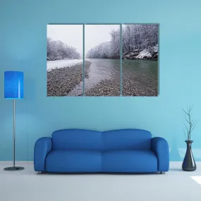 Isar River In Winter Canvas Wall Art