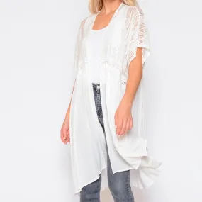 Ivory Woven Lace Duster