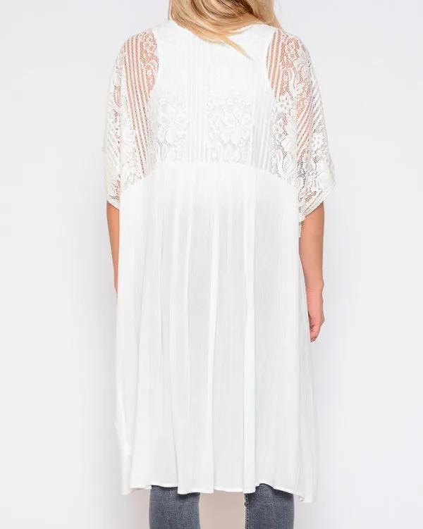 Ivory Woven Lace Duster