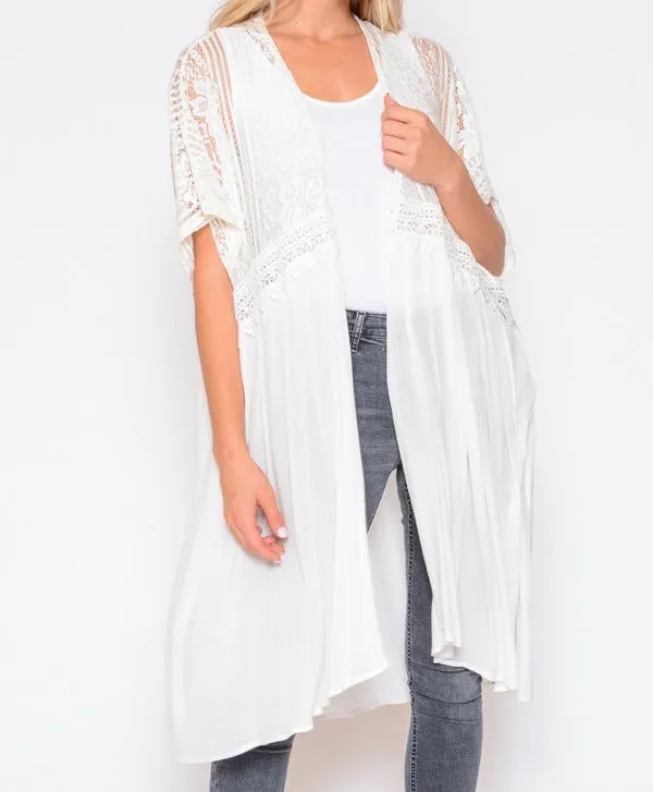 Ivory Woven Lace Duster