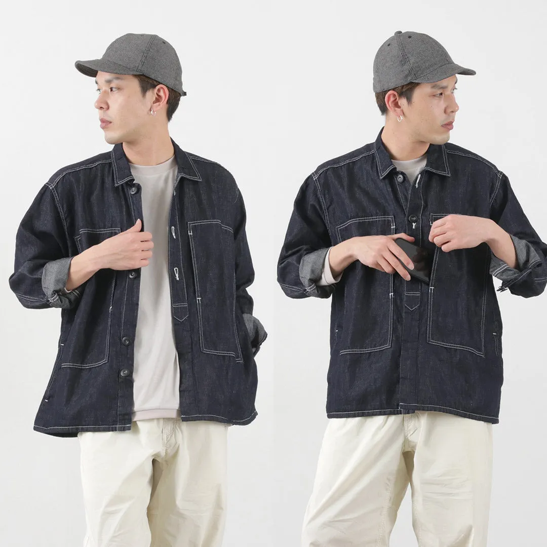 JAPAN BLUE JEANS / Cotton Linen Denim Faux Army Pullover Jacket