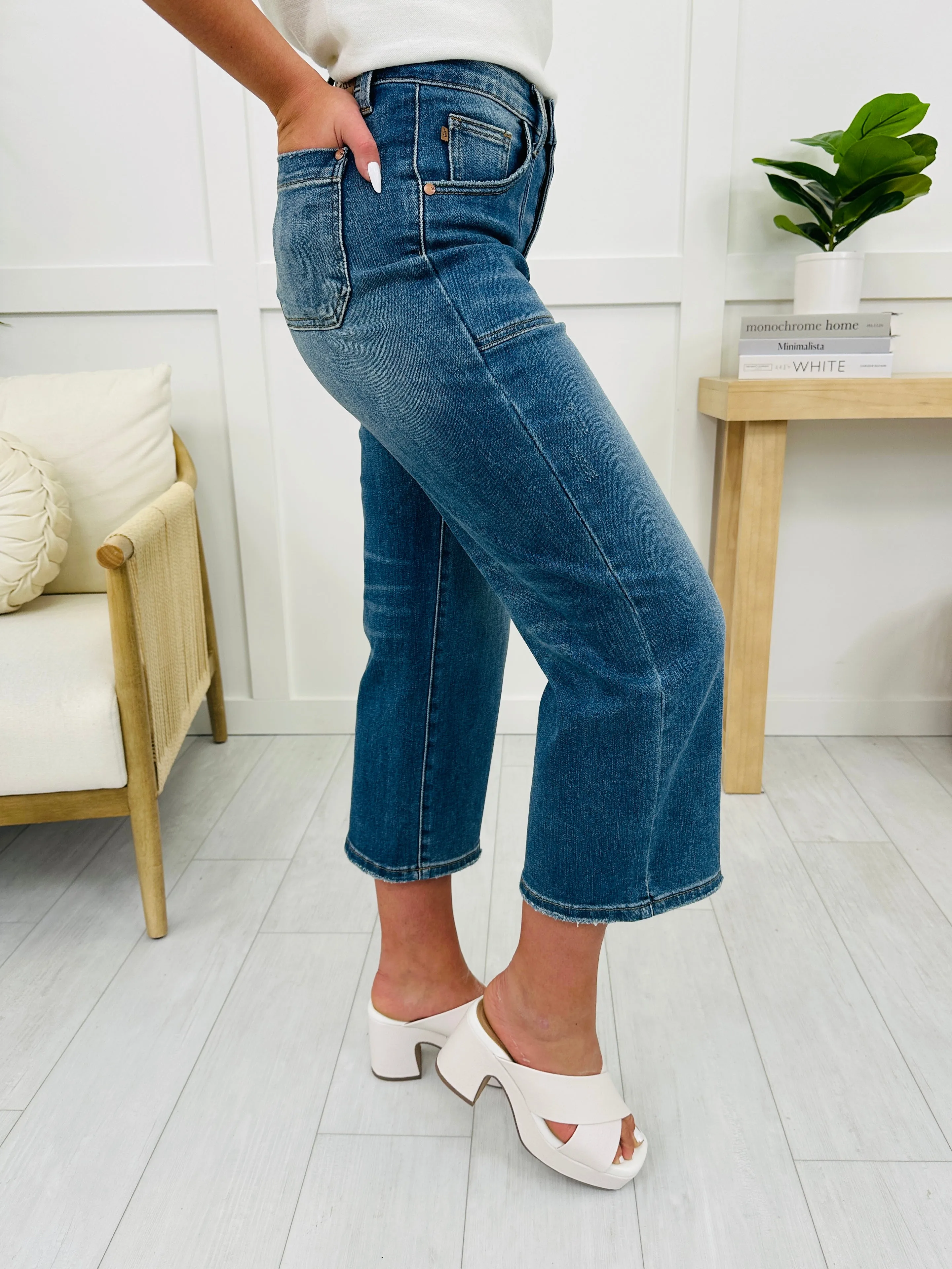 Judy Blue Spring In Mind Cropped Wide Leg Jeans