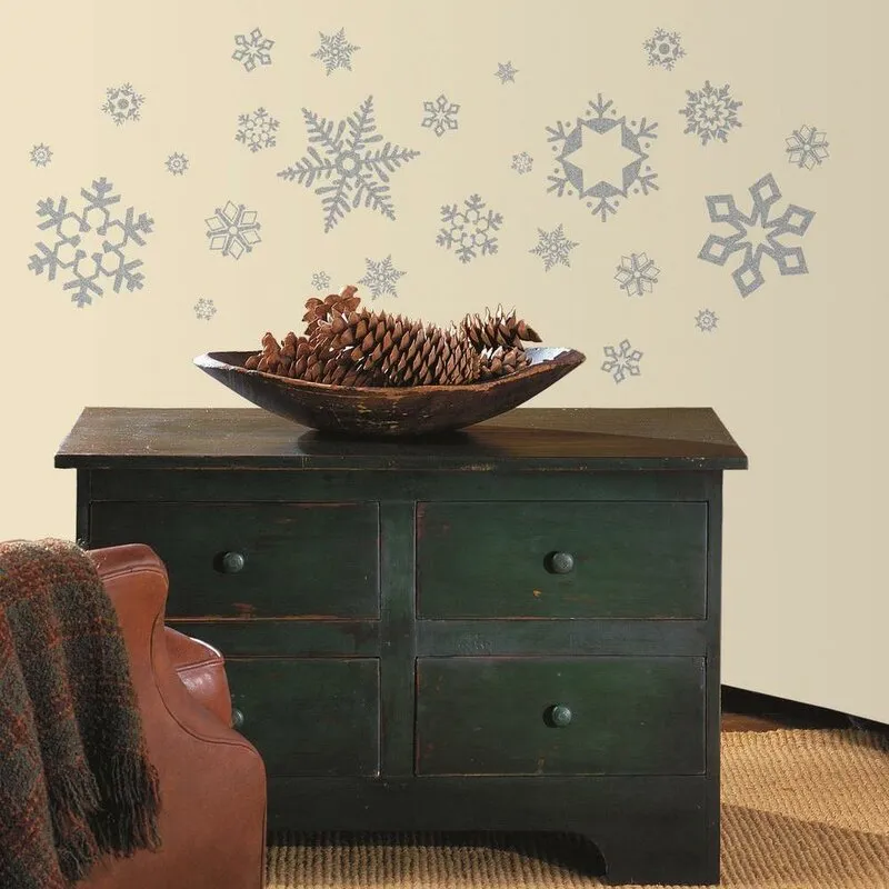 Kade Silver Glitter Snowflakes Wall Decal