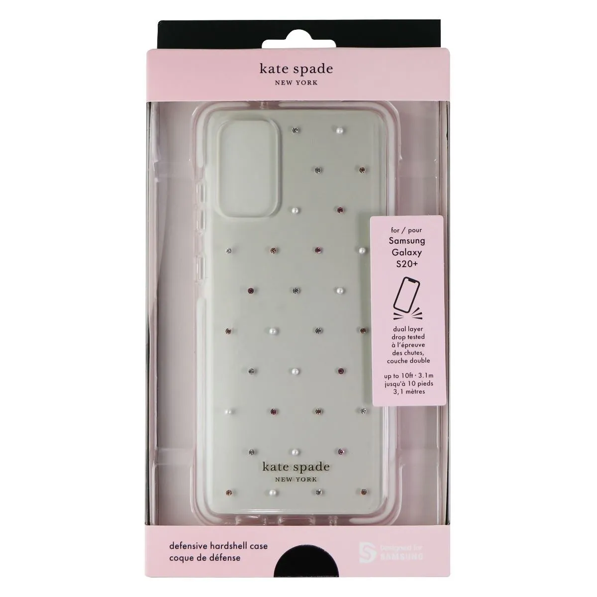 Kate Spade Defensive Hardshell Case for Galaxy (S20 ) - Pin Dot Gems/Clear/White