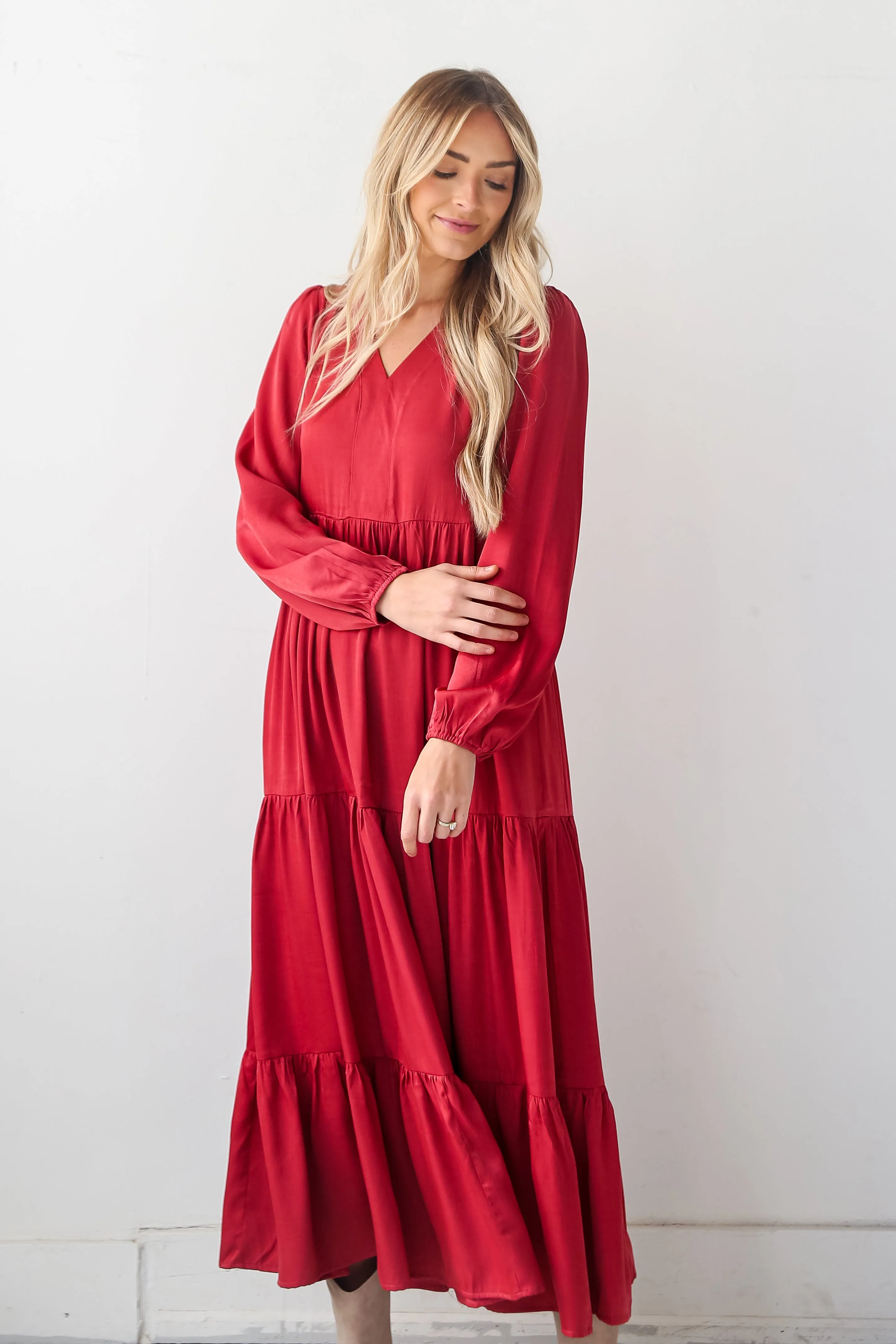 Keep Things Stylish Marsala Tiered Maxi Dress