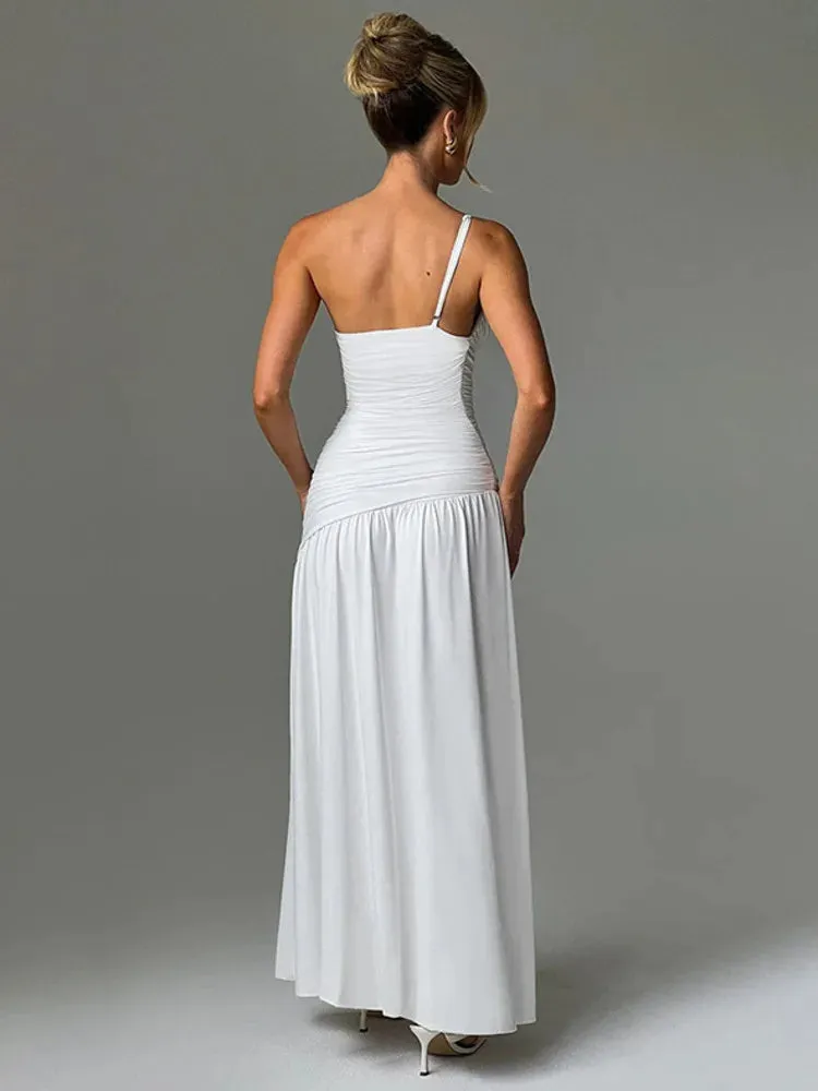 Keeper of Hearts One-Shoulder Slit Maxi Dress