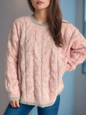 kesley Cable Knit Round Neck Long Sleeve Sweater