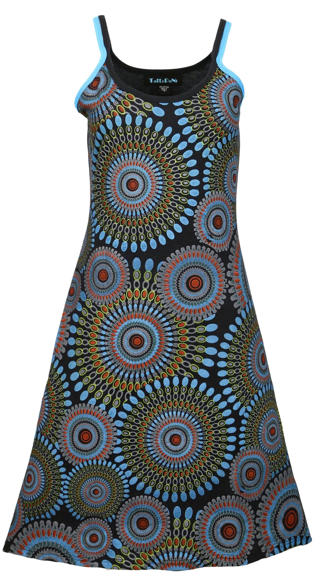 ladies-summer-sleeveless-strap-dress-with-colorful-ilusion-ring-pattern-print-ilusion