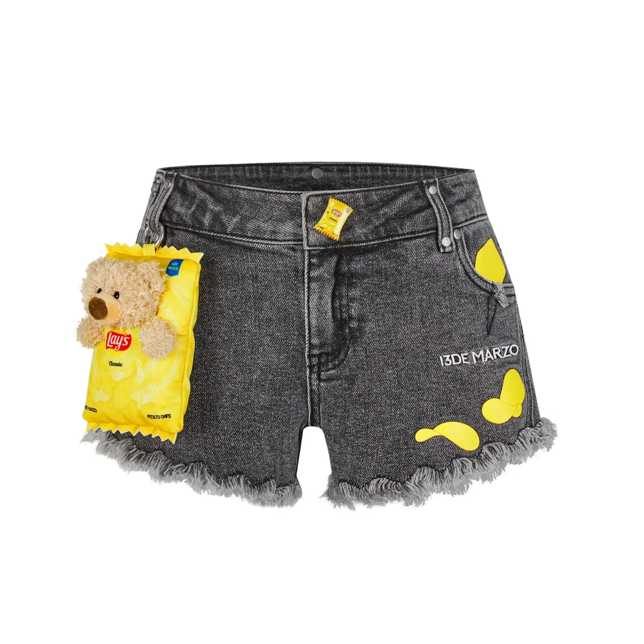 Lay's Bear Washed Denim Shorts in Gray