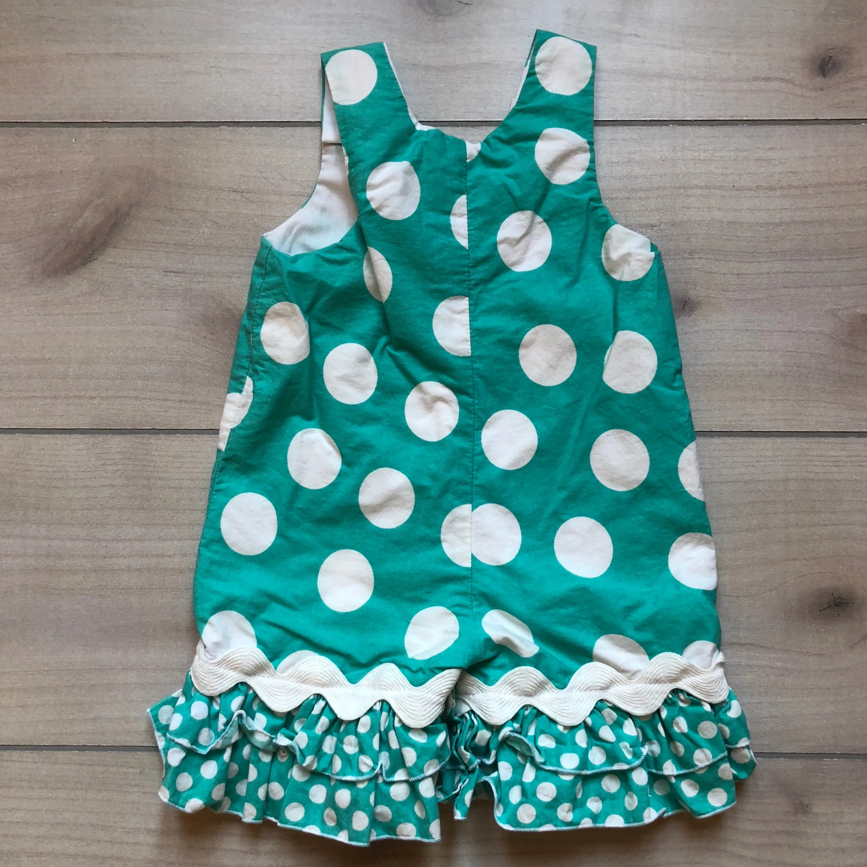 Lolly Wolly Doodle Aqua Polka Dot Romper