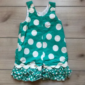 Lolly Wolly Doodle Aqua Polka Dot Romper