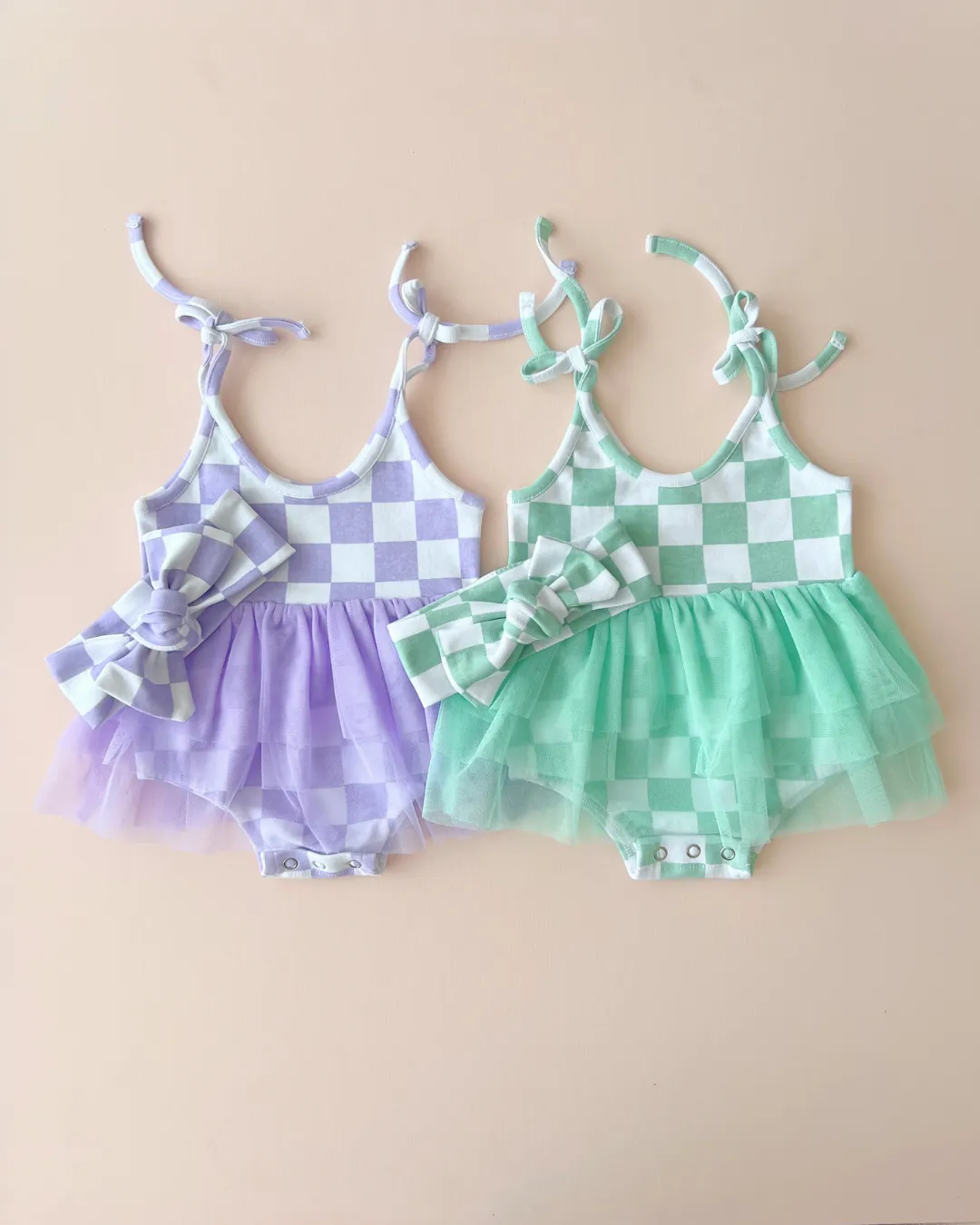 LPK Tutu Romper - Checkered Mint