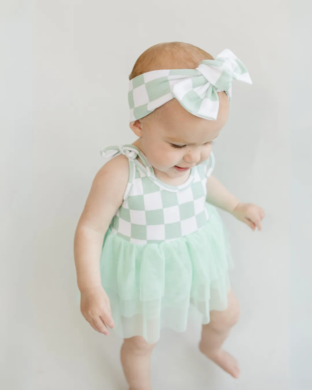 LPK Tutu Romper - Checkered Mint